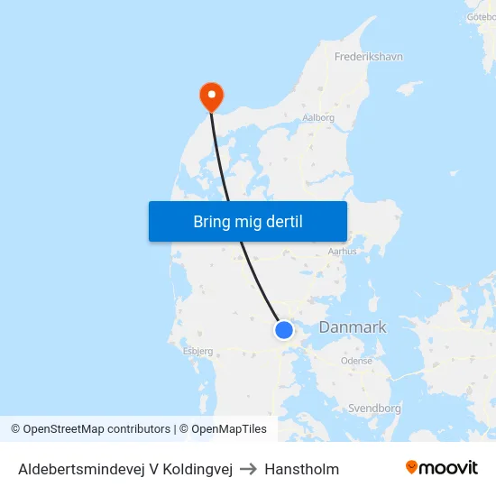 Aldebertsmindevej V Koldingvej to Hanstholm map