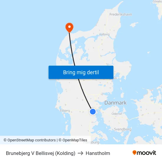 Brunebjerg V Bellisvej (Kolding) to Hanstholm map
