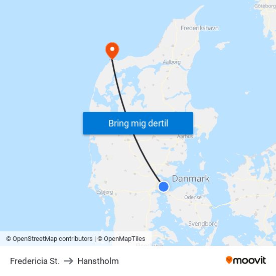 Fredericia St. to Hanstholm map