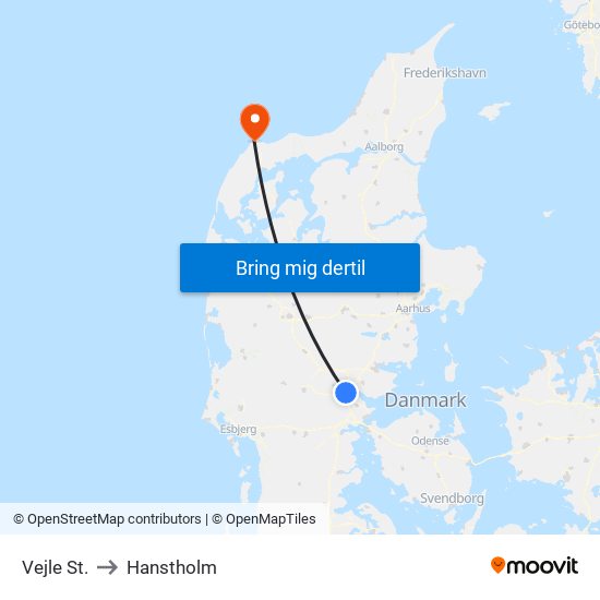 Vejle St. to Hanstholm map