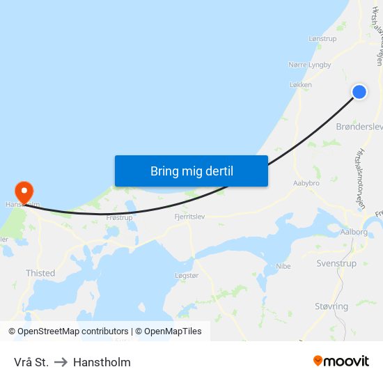 Vrå St. to Hanstholm map