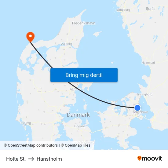 Holte St. to Hanstholm map