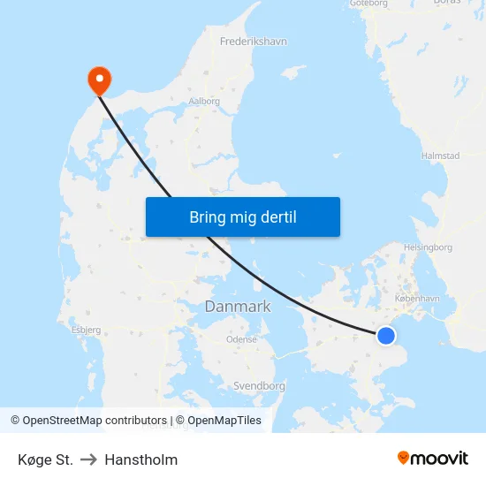 Køge St. to Hanstholm map