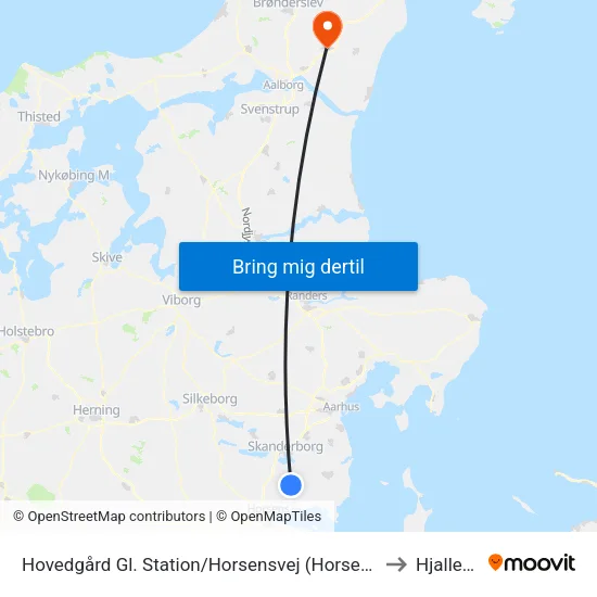 Hovedgård Gl. Station/Horsensvej (Horsens Kom) to Hjallerup map
