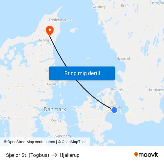 Sjælør St. (Togbus) to Hjallerup map