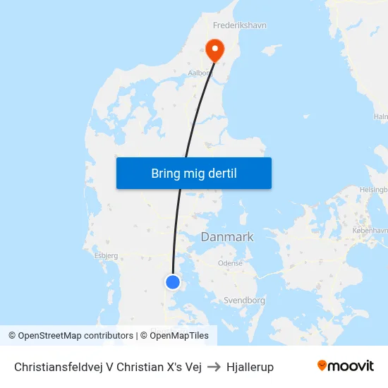 Christiansfeldvej V Christian X's Vej to Hjallerup map