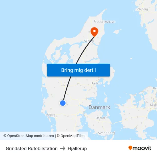 Grindsted Rutebilstation to Hjallerup map