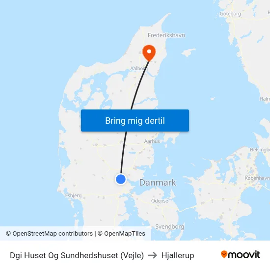 Dgi Huset Og Sundhedshuset (Vejle) to Hjallerup map