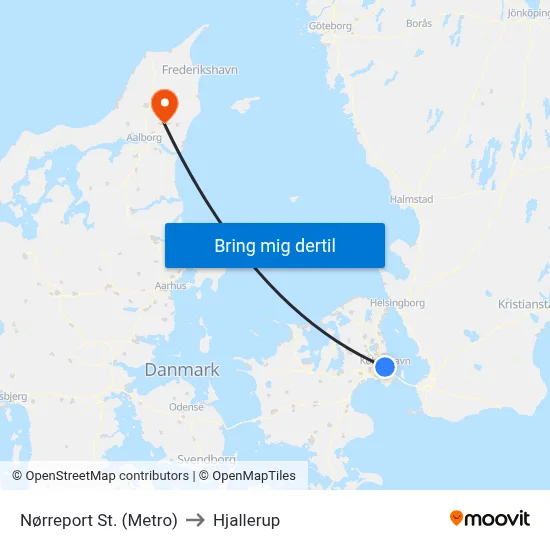 Nørreport St. (Metro) to Hjallerup map
