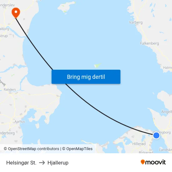 Helsingør St. to Hjallerup map
