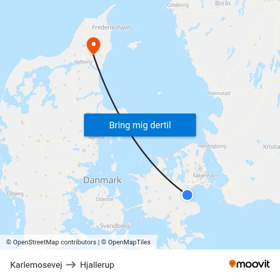 Karlemosevej to Hjallerup map