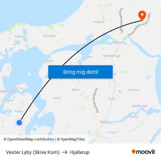 Vester Lyby (Skive Kom) to Hjallerup map