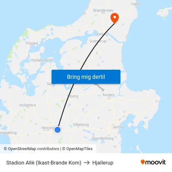 Stadion Allè (Ikast-Brande Kom) to Hjallerup map