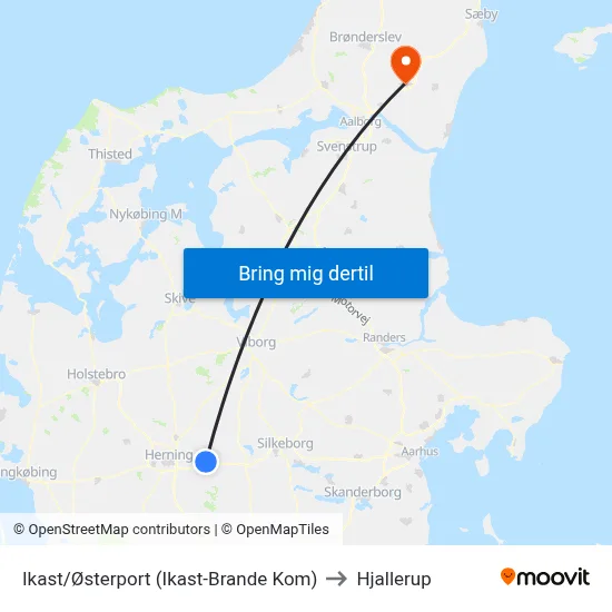 Ikast/Østerport (Ikast-Brande Kom) to Hjallerup map