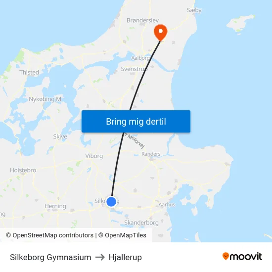 Silkeborg Gymnasium to Hjallerup map