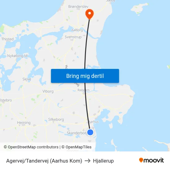 Agervej/Tandervej (Aarhus Kom) to Hjallerup map