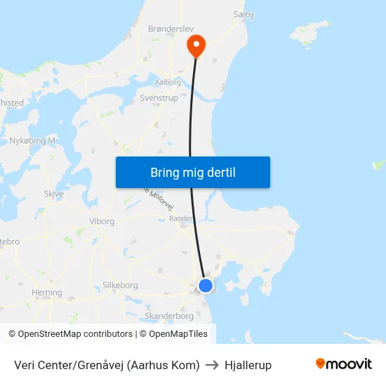 Veri Center/Grenåvej (Aarhus Kom) to Hjallerup map