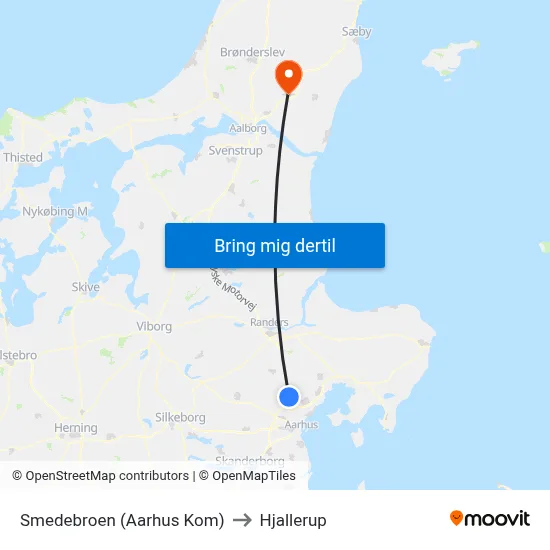 Smedebroen (Aarhus Kom) to Hjallerup map