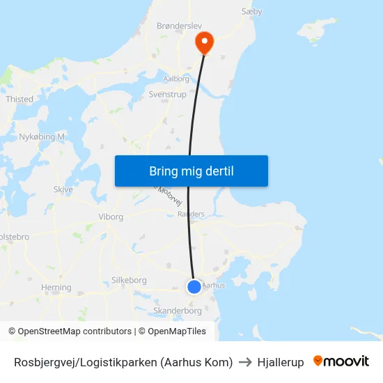 Rosbjergvej/Logistikparken (Aarhus Kom) to Hjallerup map