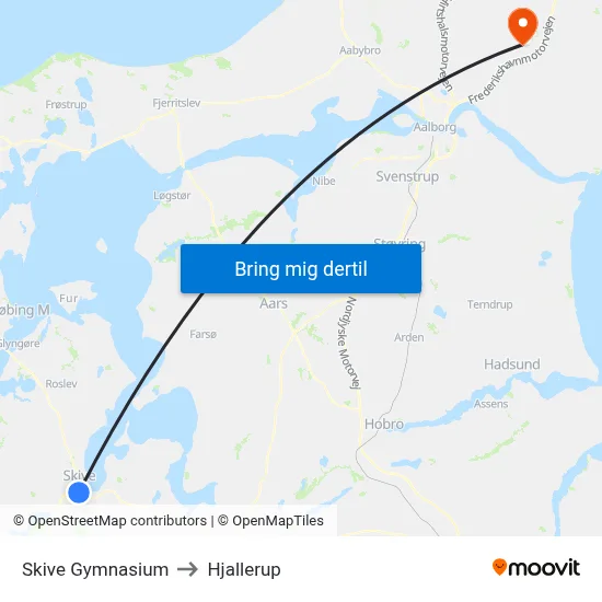 Skive Gymnasium to Hjallerup map