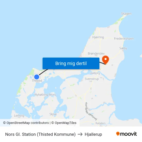 Nors Gl. Station (Thisted Kommune) to Hjallerup map