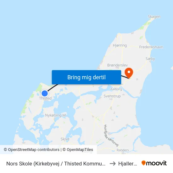 Nors Skole (Kirkebyvej / Thisted Kommune) to Hjallerup map