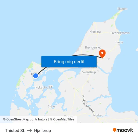 Thisted St. to Hjallerup map