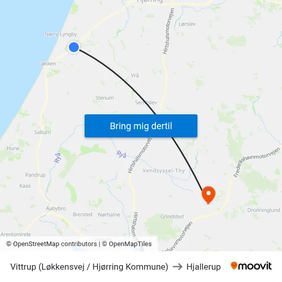 Vittrup (Løkkensvej / Hjørring Kommune) to Hjallerup map