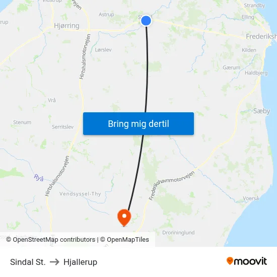 Sindal St. to Hjallerup map