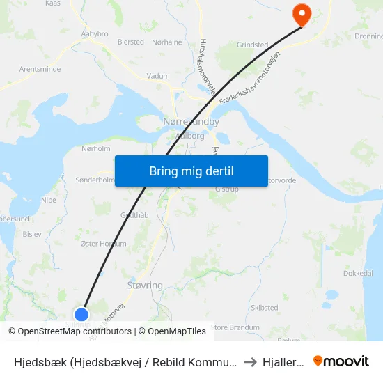 Hjedsbæk (Hjedsbækvej / Rebild Kommune) to Hjallerup map