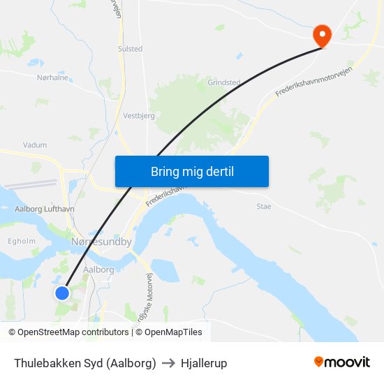 Thulebakken Syd (Aalborg) to Hjallerup map