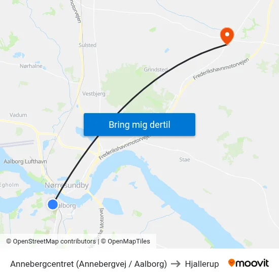 Annebergcentret (Annebergvej / Aalborg) to Hjallerup map