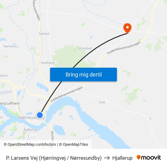 P. Larsens Vej (Hjørringvej / Nørresundby) to Hjallerup map