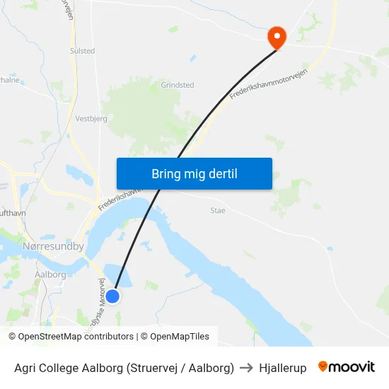 Agri College Aalborg (Struervej / Aalborg) to Hjallerup map