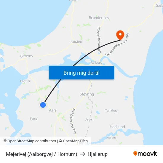Mejerivej  (Aalborgvej / Hornum) to Hjallerup map