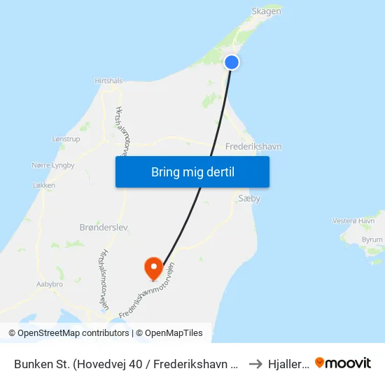 Bunken St. (Hovedvej 40 / Frederikshavn Komm.) to Hjallerup map