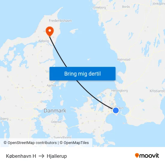København H to Hjallerup map
