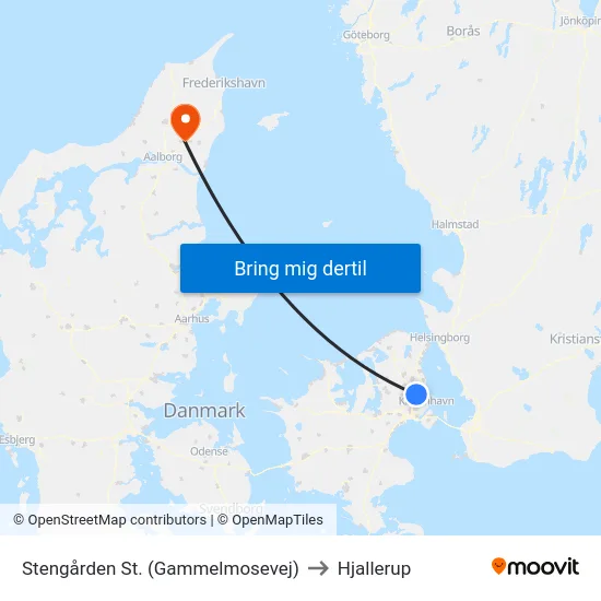 Stengården St. (Gammelmosevej) to Hjallerup map