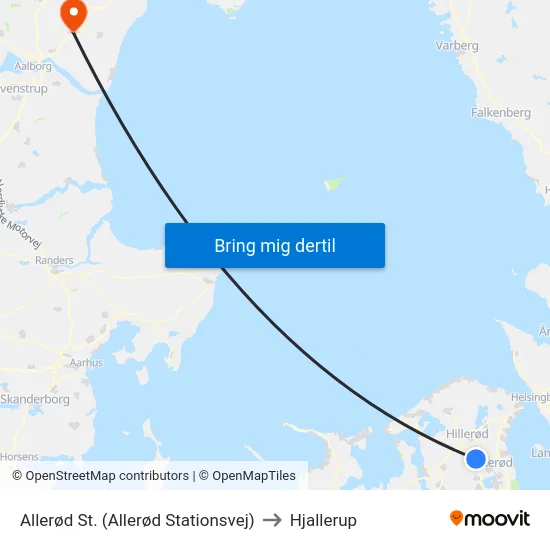 Allerød St. (Allerød Stationsvej) to Hjallerup map