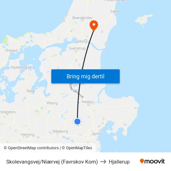 Skolevangsvej/Niærvej (Favrskov Kom) to Hjallerup map