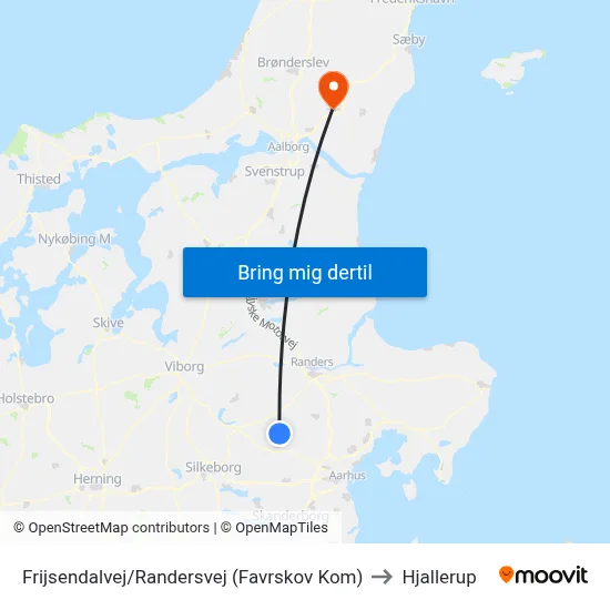 Frijsendalvej/Randersvej (Favrskov Kom) to Hjallerup map