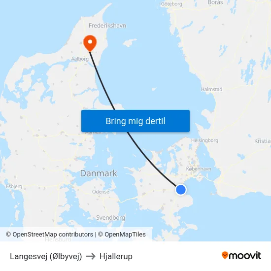 Langesvej (Ølbyvej) to Hjallerup map