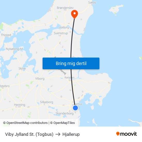 Viby Jylland St. (Togbus) to Hjallerup map