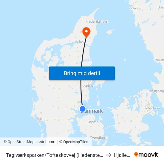 Teglværksparken/Tofteskovvej (Hedensted Kom) to Hjallerup map
