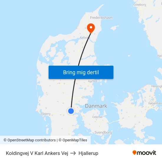 Koldingvej V Karl Ankers Vej to Hjallerup map