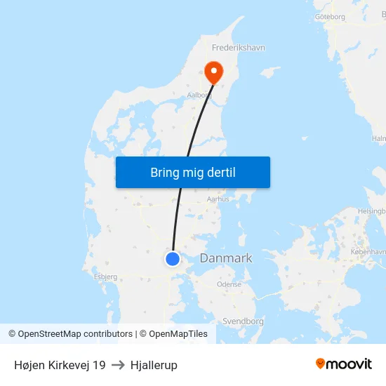 Højen Kirkevej 19 to Hjallerup map