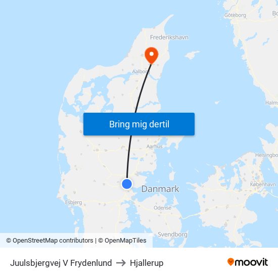Juulsbjergvej V Frydenlund to Hjallerup map