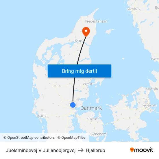 Juelsmindevej V Julianebjergvej to Hjallerup map