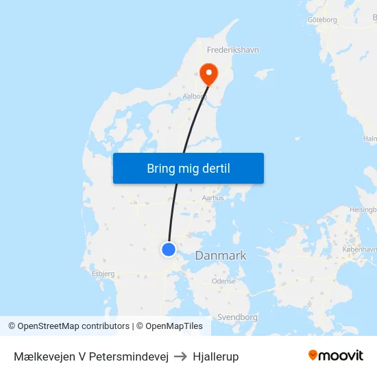 Mælkevejen V Petersmindevej to Hjallerup map