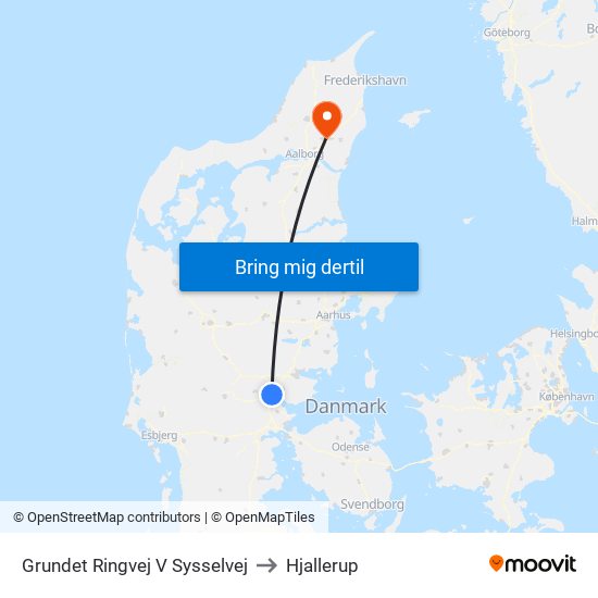 Grundet Ringvej V Sysselvej to Hjallerup map
